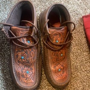 Twisted X 7.5 Bomber w/ tooled leather and turq